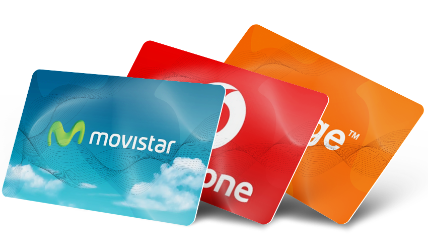 tarjetas SIM de Movistar, Vodafone, Orange